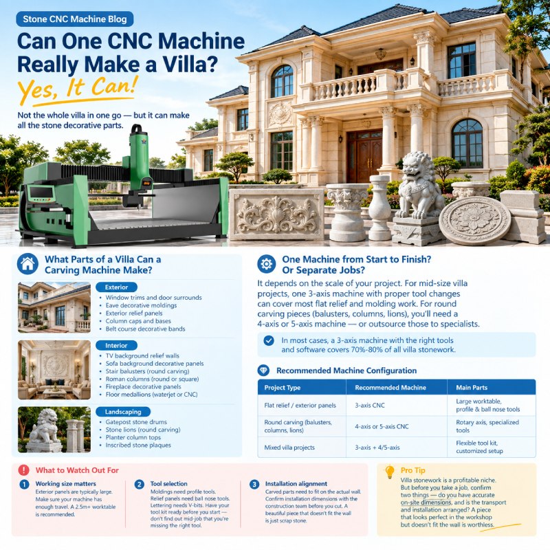 Una máquina CNC, docenas de posibilidades para trabajos de cantería en villas.